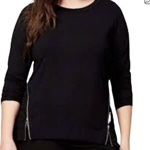 RACHEL Rachel Roy Womens Black Long Sleeve Top Zipper Detail Sz 3X